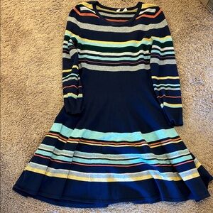 Anthropology Navy Striped Long Sleeve Knit Dress